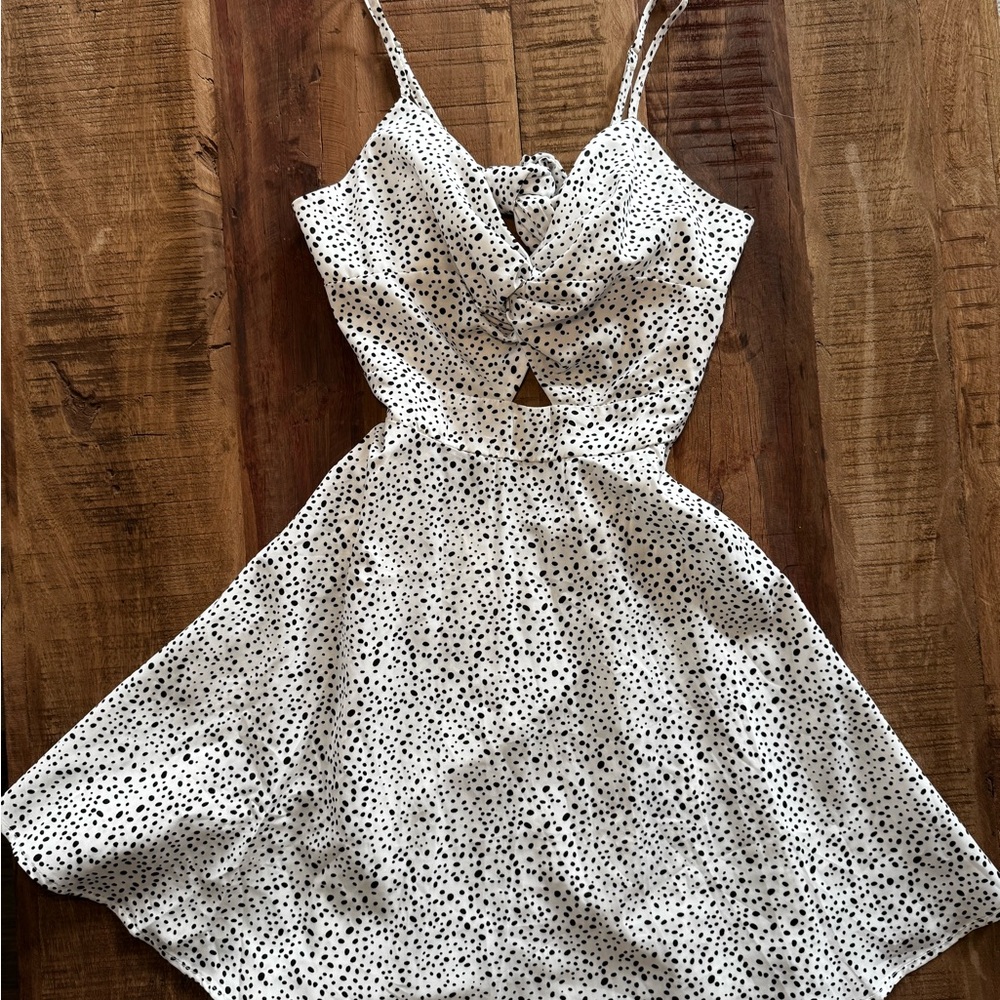 SHEIN White and Black Polka Dot Mini Dress